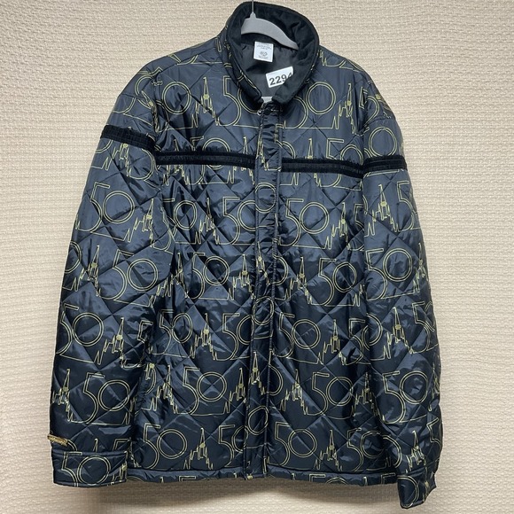 Disney Jackets & Blazers - Walt Disney World 50th Anniversary Quilted Puffer Jacket Black Adult Unisex XL